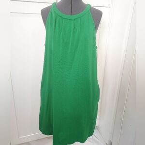 Green Knit Sleeveless Dress With Pockets